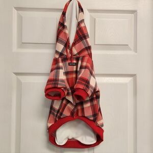 Red Plaid Dog Hoodie XL